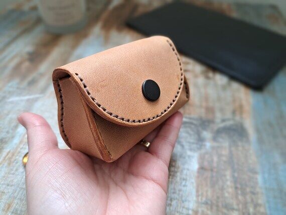 Handmade Leather Coin Purse Wallet, Minimalis...