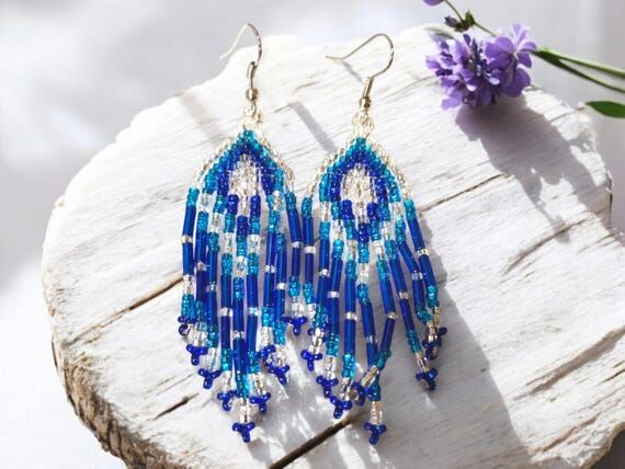 Huichol Seed Beaded Tassel Earrings – Mexic...
