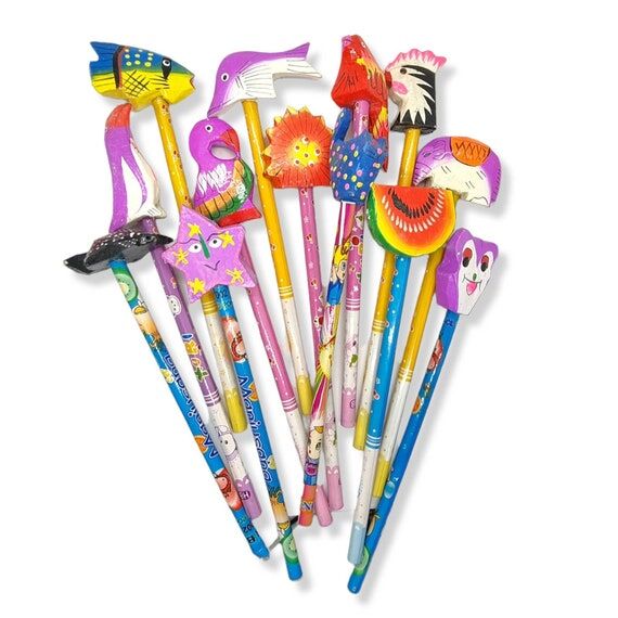 Hand Carved Wooden Figure Pencils, Fair Trade...
