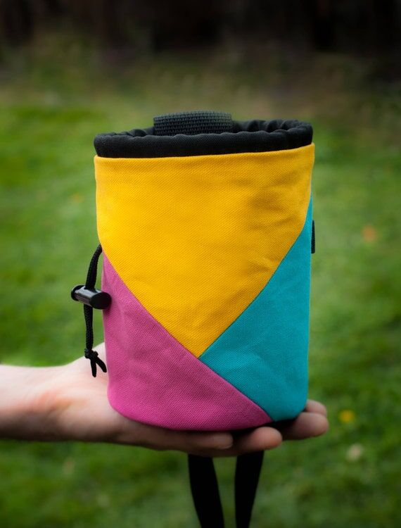 Rock Climbing Chalk Bag | Yellow Pink Aqua Tr...