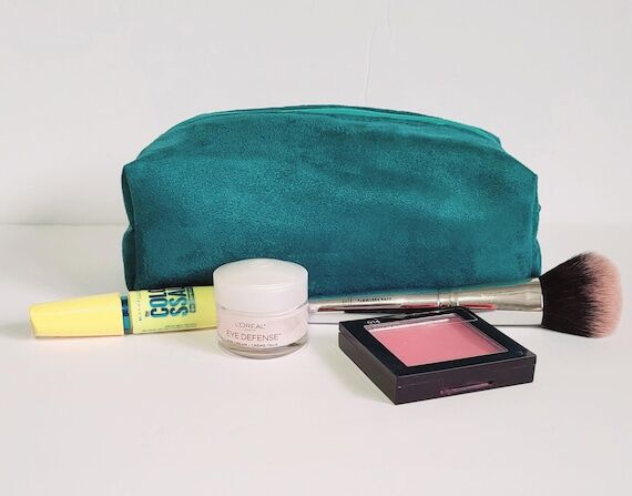 Handmade Vegan Suede Boxy Makeup Bag: Travel ...