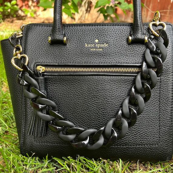 Chunky Acrylic Purse Strap: Black Bag Chain...