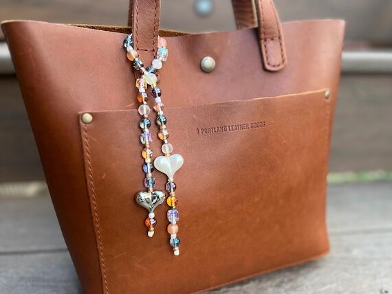 Beaded Purse Charm: Earth Tones, Heart Accent...