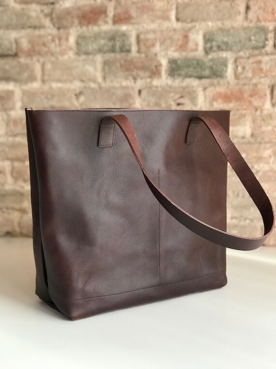 Handmade Leather Tote Bag: Full Grain Vegetab...