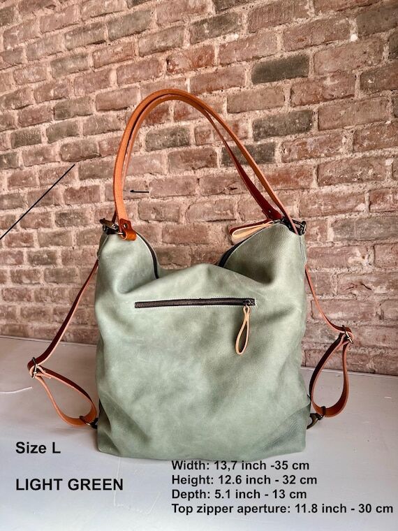 Convertible Leather Backpack - 3 sizes and 8...