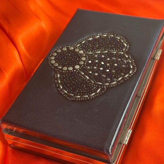 Handmade Beaded Flower Clutch: Clear Acrylic ...