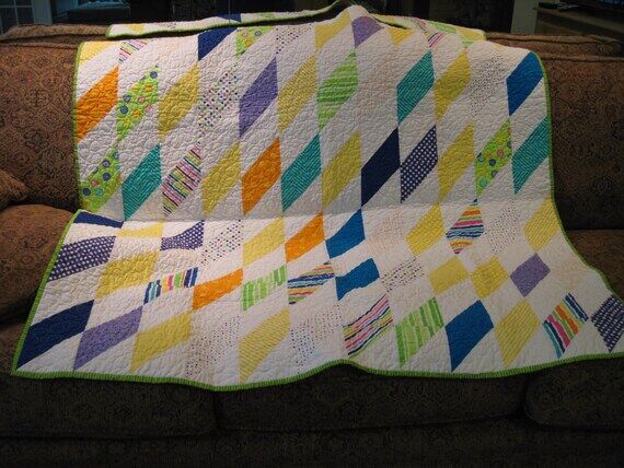 Large nursery quilt, Bright nursery quilt, Ch...