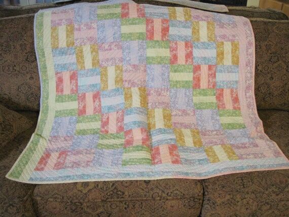Pastel Quilt, Baby Quilt, Nursery Quilt, Quil...