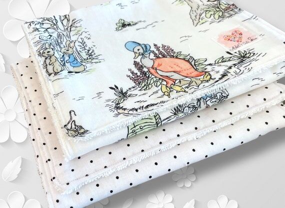 Peter Rabbit Burp Cloth Set | White Terry Bac...