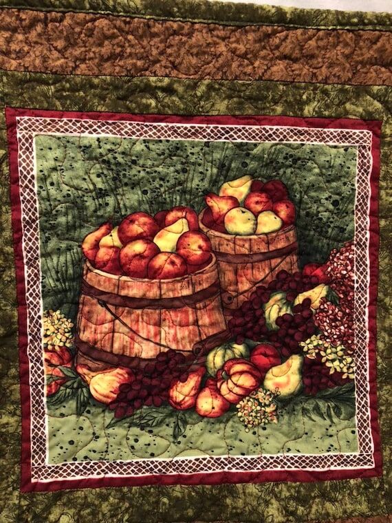 Quilted Cotton Fruit Basket Table Runner...