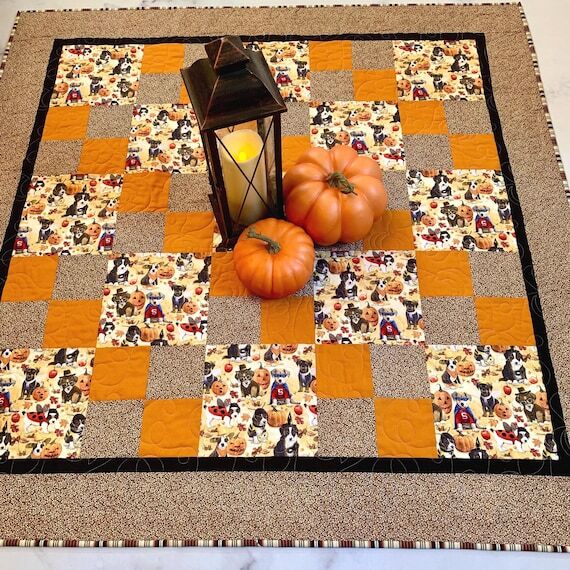Handmade Halloween Patchwork Quilt: Dog Theme...