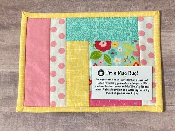 Handmade Quilted Mug Rug – Modern Log Cabin...