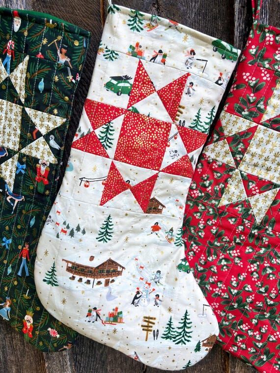 Quilted Penguin Village Heirloom Stocking...
