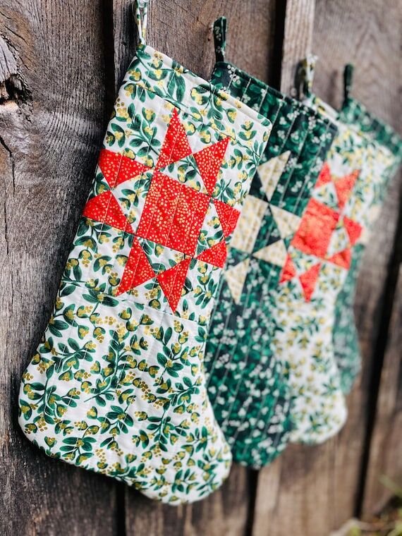White and Green Mistletoe Stocking...