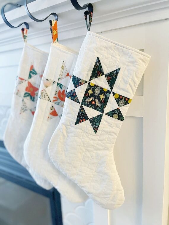 Quilted Navy Blue Rifle Paper Stocking...