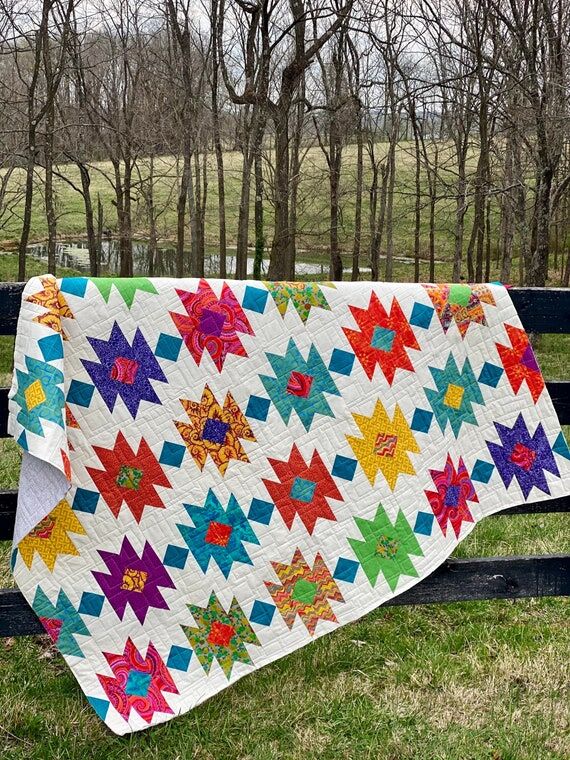 Handmade Colorful Quilt: Tahoe Pattern, Custo...