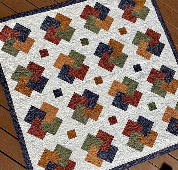 Handmade Card Trick Quilt: Custom cotton bedd...