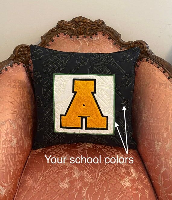 Custom Varsity Letter Pillow Cover: Quilted K...