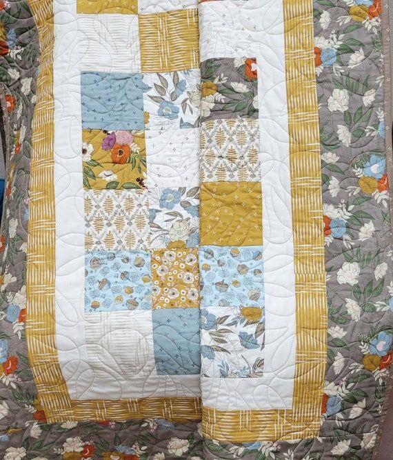 Handmade Patchwork Throw Quilt, Autumn Decor...