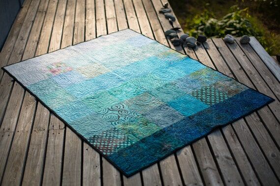 Modern Throw Size Ocean Quilt - Made to Order...