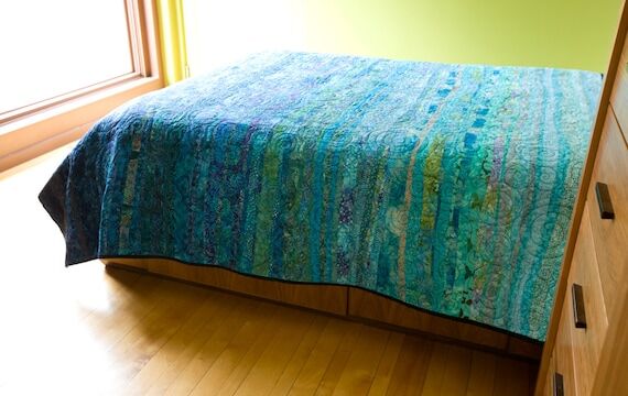 Oceanic Dreams Modern Turquoise Blue Quilt - ...