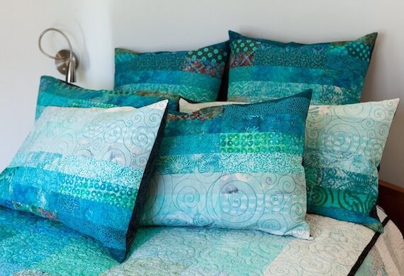 Blue Ombre Pillow Shams in Standard Size - Ma...