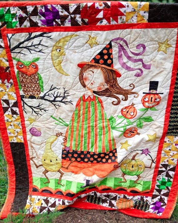 Handmade Witch Quilt: Sweet Autumn Throw Blan...