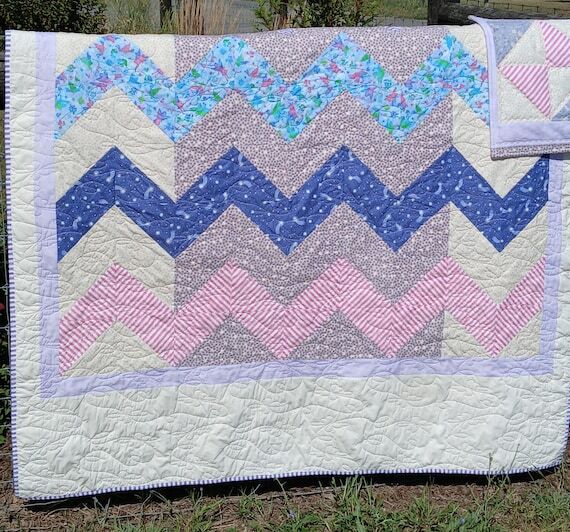 Handmade Purple Twin Bedding Quilt Set: Glow-...