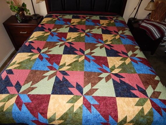 Stunning Batik Star Queen Quilt ( 88 (No Social Media) 107 )...