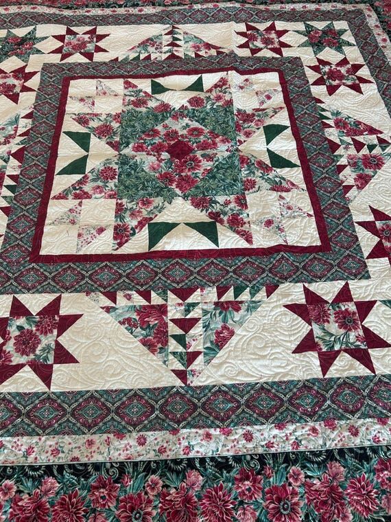 Flowers and Stars queen quilt...