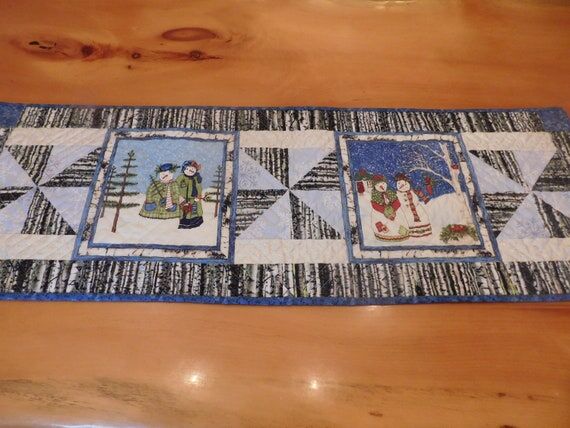 Handmade Table runner/Snowman holiday theme...