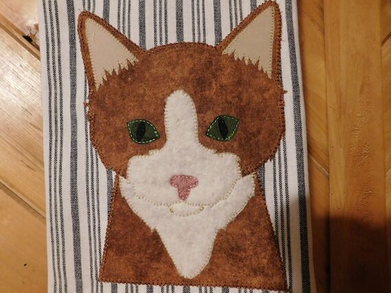 Appliqued Kitchen Tea Towel/ One-Of-A-Kind/ H...