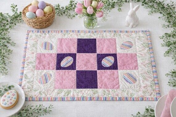 Easter Patchwork Table Mat – Quilted Pastel...