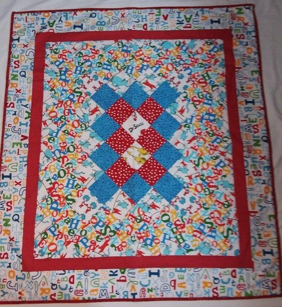 Dr. Seuss Patchwork Quilt with popular Cat in...