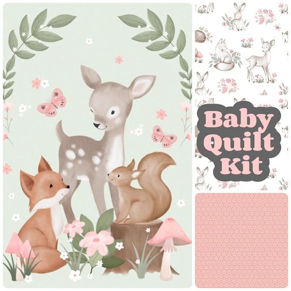Woodland Animals quilt kit, easy panel quilt ...