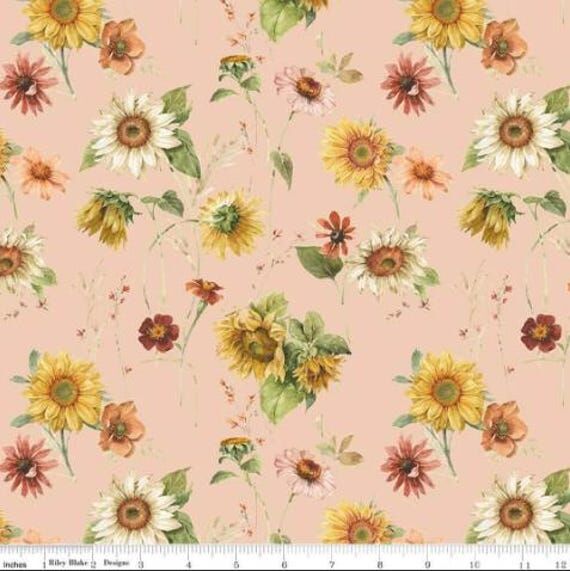 Sunflower Whispers fabric by the yard, Riley ...