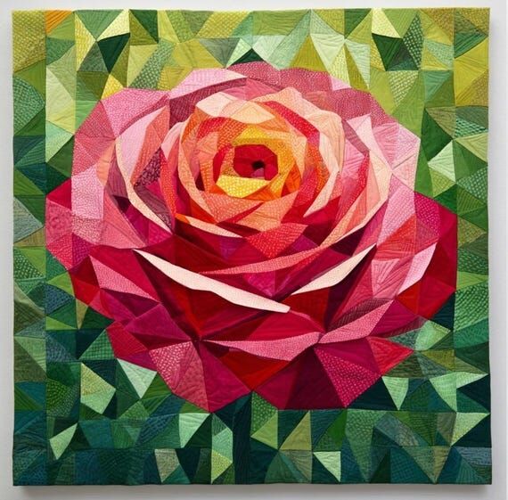 Patchwork Rose Quilt Pattern | Artistic Flora...