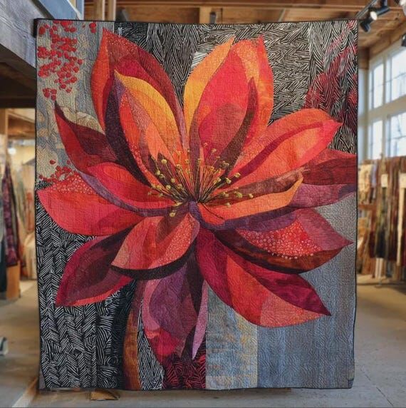 Fire Lotus Quilt Pattern | Modern Botanical A...