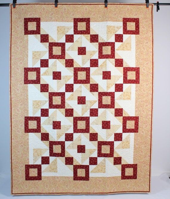 Handmade Patchwork Throw Quilt in Tan, Cream,...