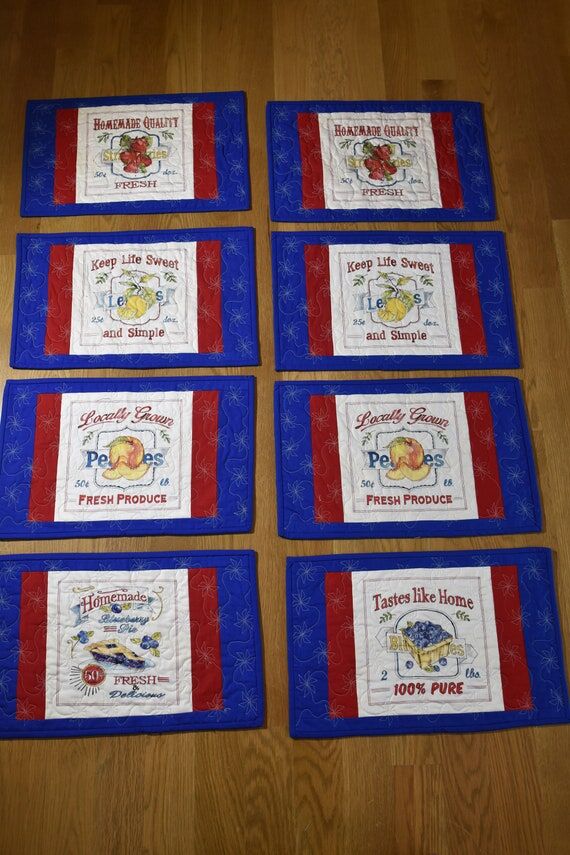 Handmade set of 8 placemats with fruit motiff...