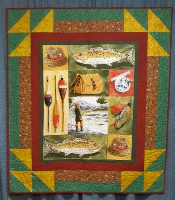 XL Handmade Fisherman Lap Quilt: Panel, Wall ...