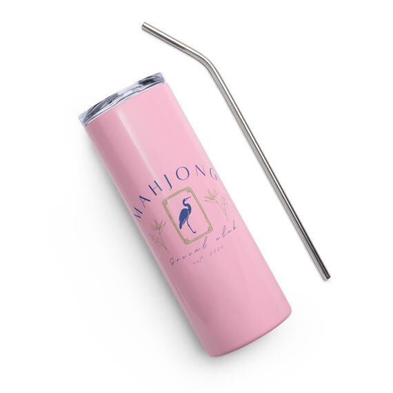 Blue Heron Preppy Pink Mahjong Social Club St...