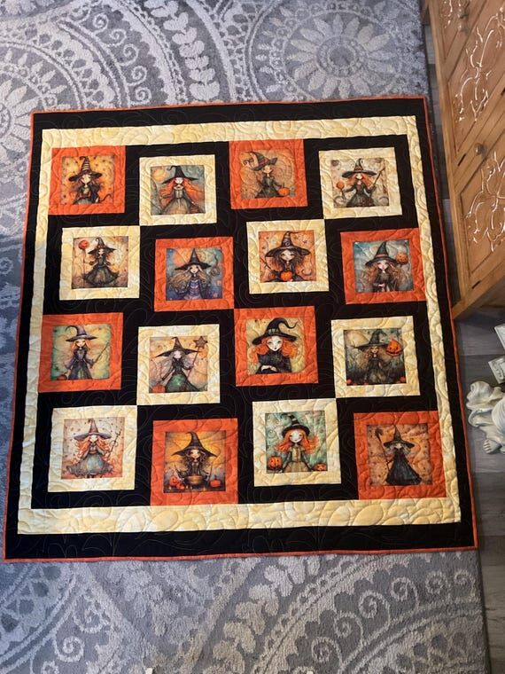 Halloween Witch Quilt, Halloween Decor...