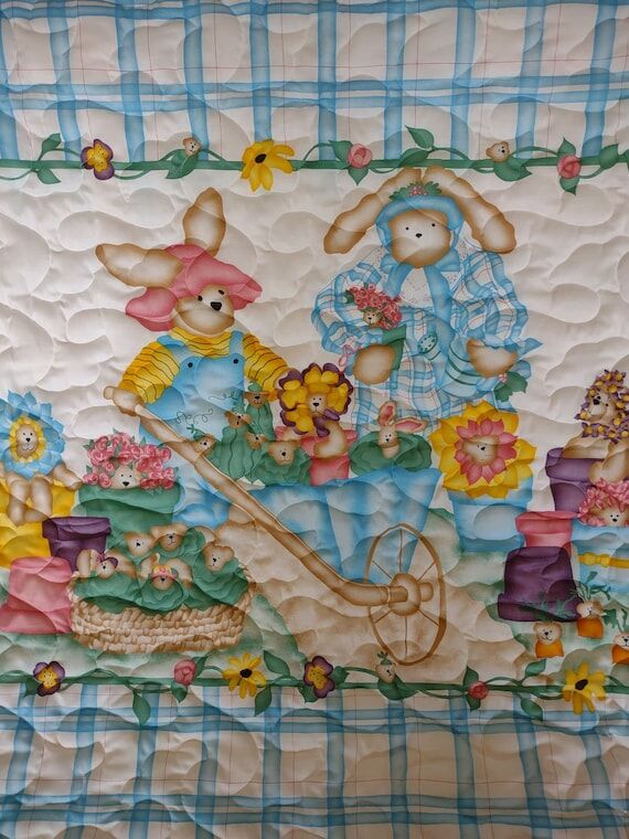 Garden Bear Handmade baby quilt...