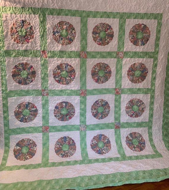 Handmade Pastel Dresden Plate King Quilt – ...
