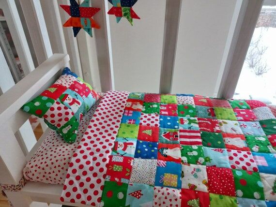 Christmas Patchwork Doll Bedding Set: Handmad...