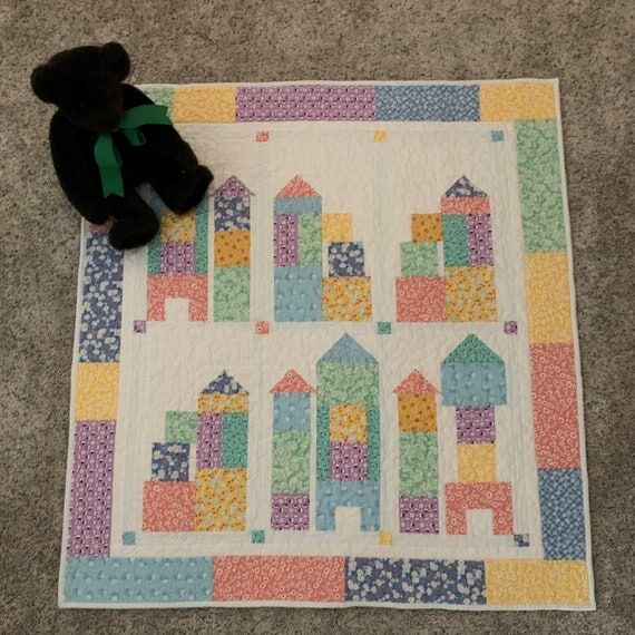 Childrens Colorful Castle Themed Quilted Thro...