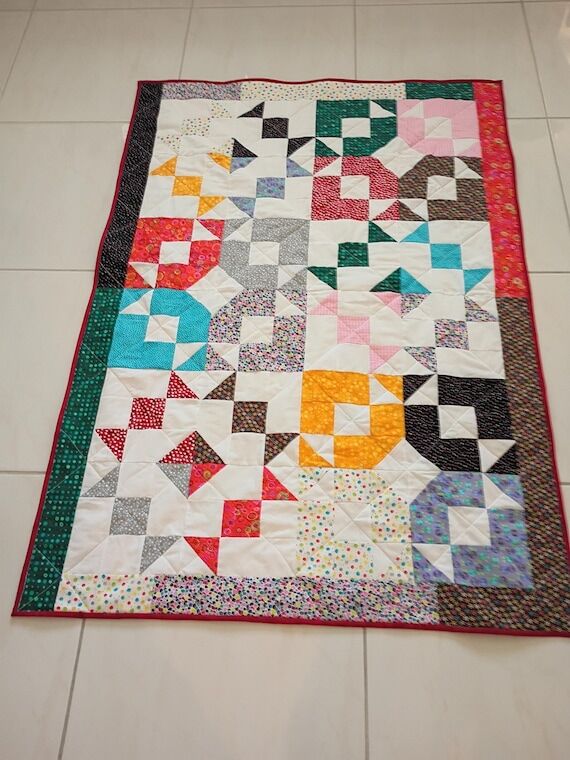 Handmade Scrap Baby Quilt, Colorful patchwor...