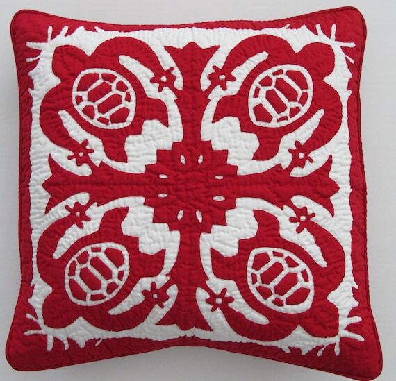 Hawaiian Quilt ONE Cushion Pillow Cover 100% ...