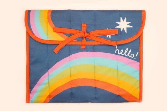 Indigo Rainbow Illustrated Quilted Handmade L...